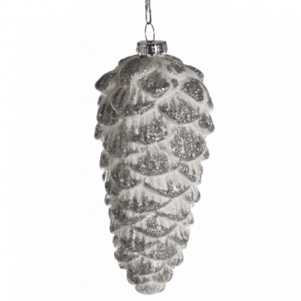 White and Silver Glass Pinecones White and Silver Glass Pinecones